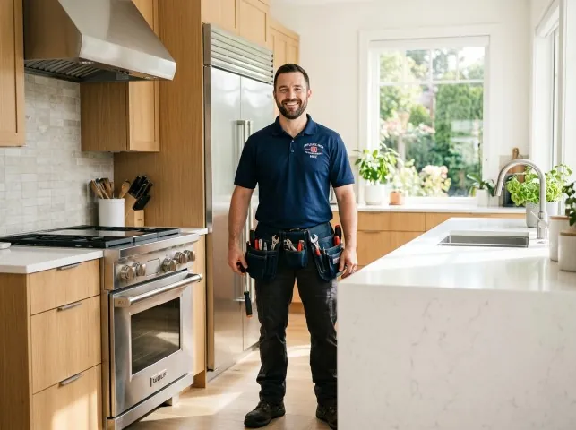 Appliance Repair Hero technician in a Brookshire, TX kitchen after an appliance repair